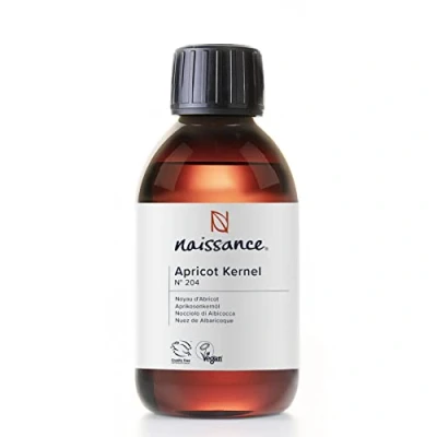 Image of Naissance Apricot Kernel Oil (No. 204) 225ml Natural Moisturiser for Skin, Face, Beard, Nails, Hair, Body, Scalp Massage, Aromatherapy, DIY Beauty, Conditioner