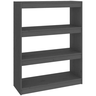 Image of vidaXL Book Cabinet/Room Divider Grey 80x30x103.5 cm Solid Wood Pine