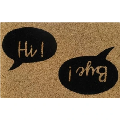 Image of Natural Coir 60cm x 40cm heavy duty doormats with rubber base humourous message (hi/bye)