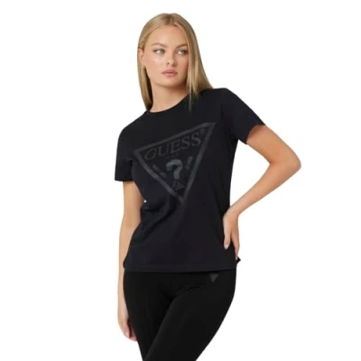 Image of Guess T Shirt Women Adele SS CN Tee Black E23GU38 V2YI07K8HM0, Jet A996, S