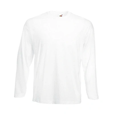 Image of Fruit of the Loom Men&#039;s Valueweight Long Sleeve T Shirt, White, X Large