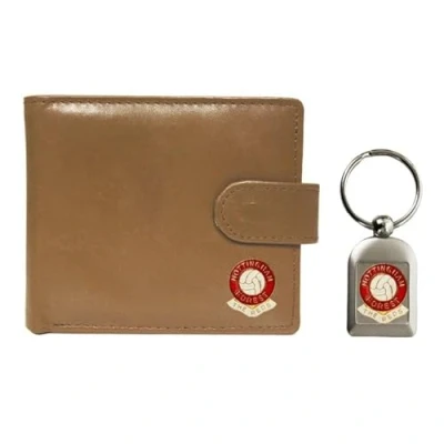 Image of Knight Football Beige Leather Wallet and Keyring Nottingham Reds