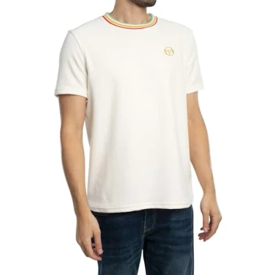 Image of Sergio Tacchini Men&#039;s Slice Velour T Shirt, Gardenia/Gold, XXL