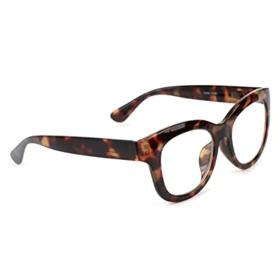 Image of Bold Oval Fashion Retro Unisex Reading Glasses with Spring Hinges DX86 (Tortoise, 1.5, diopters)