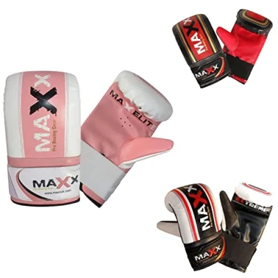 Image of MAXX Punch bag Gel Mitts Boxing Gloves Grappling 4 Colours (One Size, Pink White)