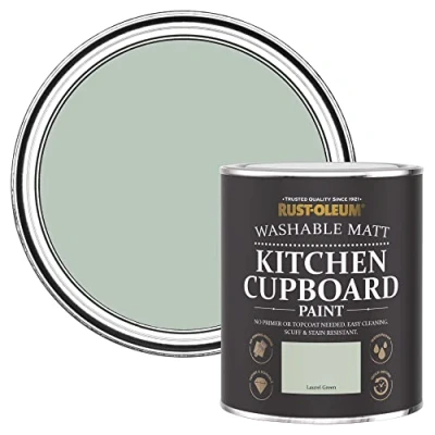 Image of Rust Oleum Green Kitchen Cupboard Paint in Matt Finish Laurel 750ml