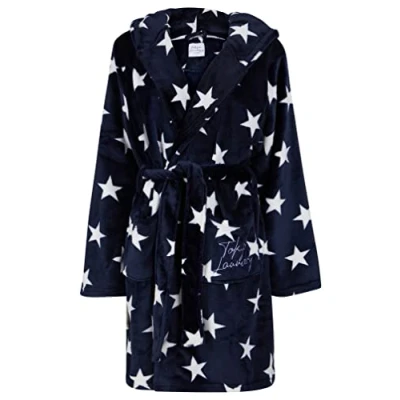 Image of Women&#039;s Stars Soft Fleece Tie Robe Dressing Gown with Hooded Ears in Eclipse Blue Tokyo Laundry S