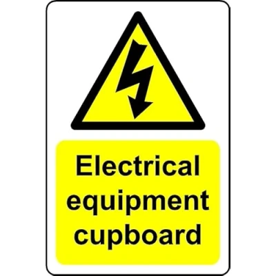 Image of Electrical Equipment Cupboard Safety Sign Self Adhesive Sticker (200mm x 150mm)