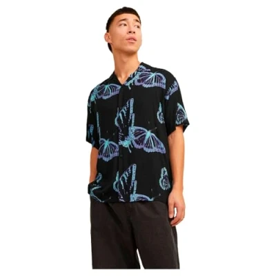 Image of Jack &amp; Jones Jcojeff Resort Relax Shirt, Men&#039;s, Size: Large, Black