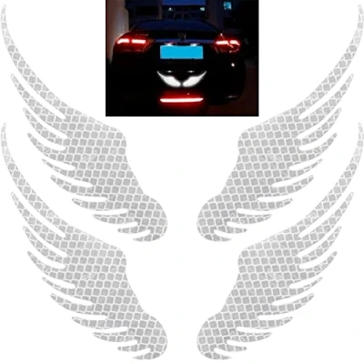 Image of Wings Reflective Safety Warning Sign Car Sticker Bike Motorbike Decal Exterior Decoration Accessories