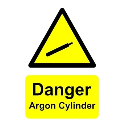 Image of Danger argon cylinder safety sign 1mm flexible Plastic (200mm x 150mm)