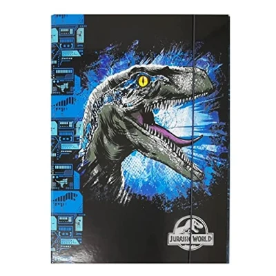 Image of Theonoi A4 Dino Jurassic Dinosaur Children&#039;s Box File Binder Collection Folder with Elastic Strap and Inner Flaps for School (0.5 kg, Cardboard, DIN A4, Straight Cut, 100.0 Recycled Content)
