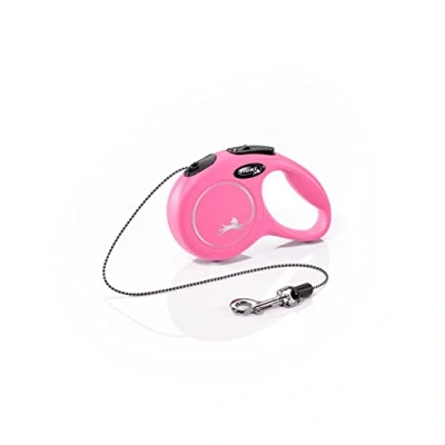 Image of Flexi New Classic Cord Pink Extra Small 3m Retractable Dog Leash/Lead for dogs up to 8kgs/18lbs