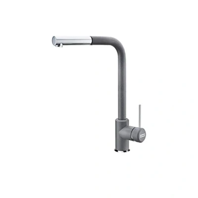 Image of Franke Küchenbatterie, Chrom/Steingrau Set Kitchen Sink tap with Pull Out spout Sirius Side Chrome/Stone Grey 115.0476.824 + SR01 Green, Large