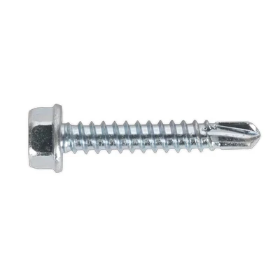 Image of Sealey Self Drilling Screw 4.2 x 25mm Hex Head Zinc Pack of 100