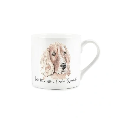 Image of Cocker Spaniel Gift Mug White Dog Bone China Coffee/Tea Present by Rhiannon Chauncey