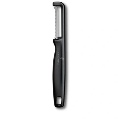 Image of Victorinox Peeler Iota, for Vegetables, Fruits, Serrated Edge, Double Edged, Extra Sharp, Swiss Made, Black