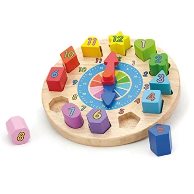Image of Viga Toys 59235 Shape Sorting Puzzle Clock