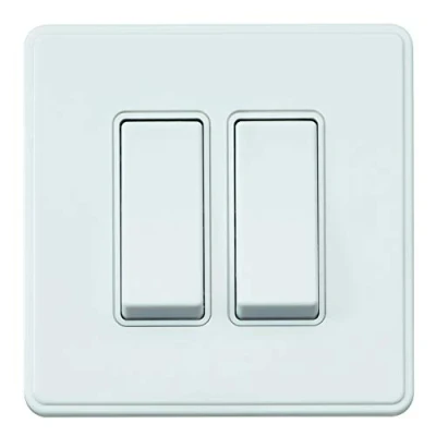 Image of MK Dimensions 2 Gang 20A Large Rocker Switch White Synthetic Finish Frontplate