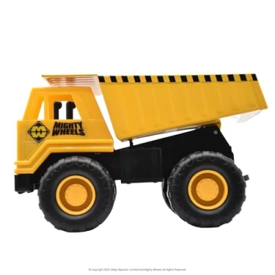 Image of Mighty Wheels Steel Dump Truck Toy 7&quot; Free wheeling Dumper with Movable Tipping Bed Durable and Plastic Construction Toys for 3+ Year Old Boys Girls