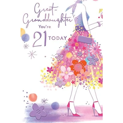 Image of Great Granddaughter 21st 21 Dress Shoes Design Happy Birthday Card Lovely Verse