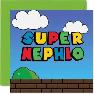 Image of Birthday Cards for Nephew Super Nephio Funny Happy Card from Uncle Auntie Aunt, Gifts, 145mm x Joke Greeting Men Him