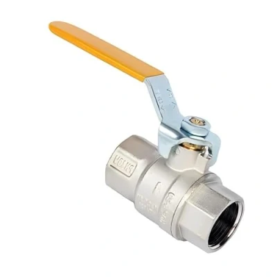 Image of 1/2&quot; Lever Ball Valve Yellow Handle (Known as valves/Half &quot; Valve/Lever Also Available in 1/4 inch, 3/8 3/4 1 1/2 2 inch BSP)