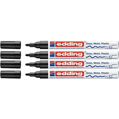 Image of Edding 751 Paint Marker Pen M Bullet Tip, black, 4er Pack