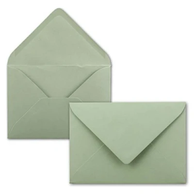 Image of Pack of 50 B6 Envelopes 17.5 x 12.5 cm Eucalyptus Green Wet Seal with Pointed Flap 120 GSM for Wedding Greeting Cards Invitations