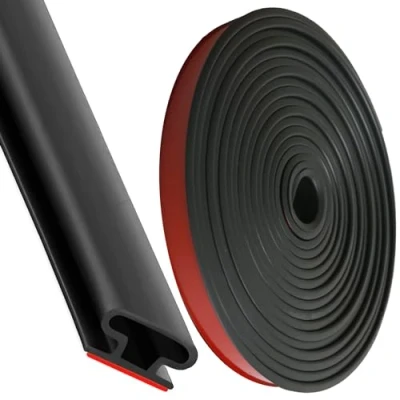 Image of 6M Front Door Seal,Rubber Seal,Door Sealing Strip,Door Seal Strip Rubber,Soundproof Gasket Seals for Door,D Shape Draught Excluder Doors,Waterproof,Self Adhesive,Black