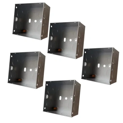 Image of rhinocables Metal 1 Gang Single Socket Back Box, Pattress Box Mount, Flush Mount (5 Pack, 47mm)