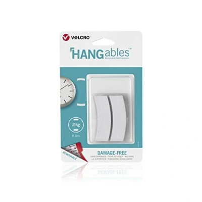 Image of VELCRO Brand VEL EC60825 HANGables Removable Wall Fasteners Curves 18mm x 64mm 8 Sets, Set of 16 Pieces