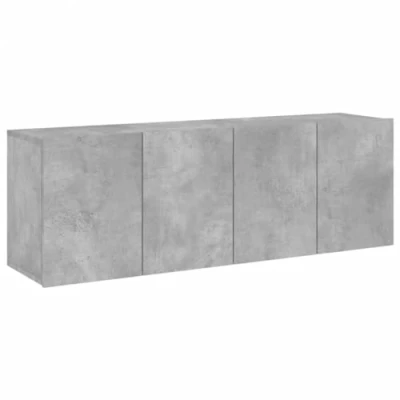 Image of vidaXL Wall Mounted TV Cabinets in Concrete Grey Modern Media Storage Units Made of Engineered Wood for Living Room 60x30x41cm Pack 2