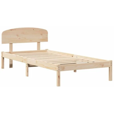 Image of vidaXL Bed Frame with Headboard 75x190 cm Solid Wood Pine