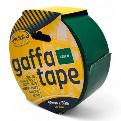 Image of MSF 2 x Green PROSOLVE 50mm 50m Premium Gaffer Tape Cloth Gaffa Duct Waterproof Pack OF