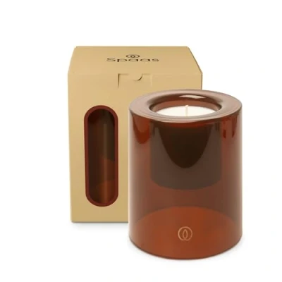 Image of Spaas Delight Scented Candle Large 40h, Sunset Spark, Ivory in Smoked Brown Glass