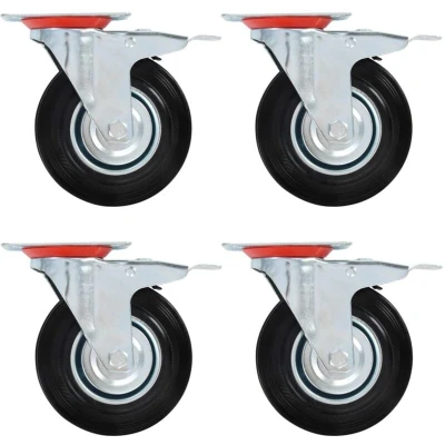Image of vidaXL Swivel Casters with Double Brakes 4 pcs 125 mm
