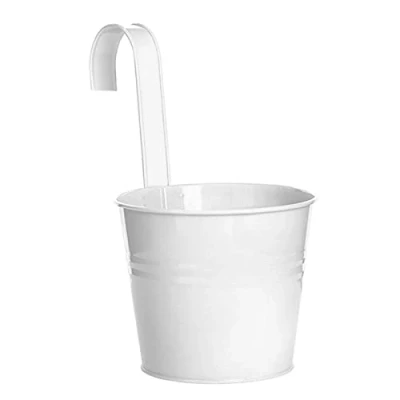 Image of Abcidubxc hanging flower pot, garden pots, balcony planter, metal iron bucket holder, indoor, outdoor, for railing, fence, balcony, pot