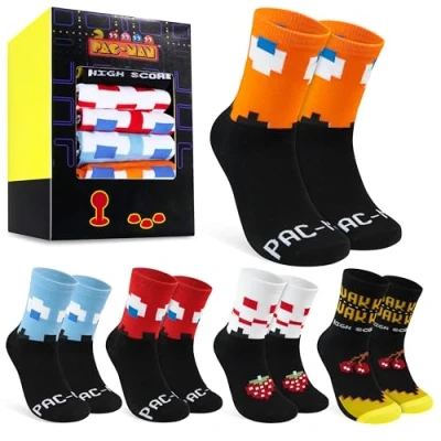 Image of Pac Man Men Socks Pack of 5 (Black/Yellow, 9 12 UK)
