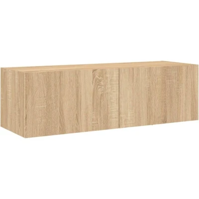 Image of vidaXL TV Wall Cabinet with LED Lights Sonoma Oak 100x35x31 cm