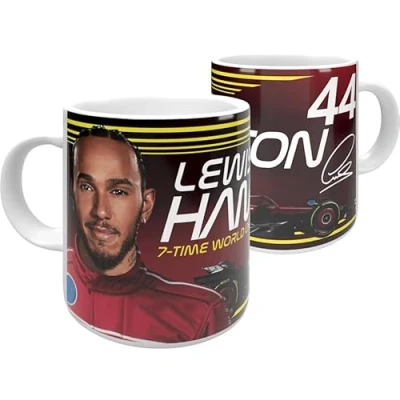 Image of Partisan Lewis Hamilton F1 Ceramic Mug 2025 11oz Red/Yellow