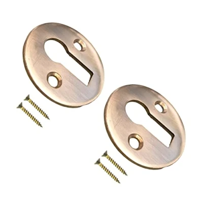 Image of TERF® Polished Brass Victorian Open Escutcheon 35mm Keyhole including Fixing Screw Pack of 2