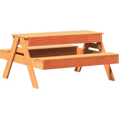 Image of vidaXL Picnic Table with Sandpit for Kids Wax Brown Solid Wood Pine