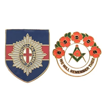 Image of Smartbadge® Coldstream Guards Military British Badge And Masonic We Will Remember Hard Enamel Lapel Pin Badges