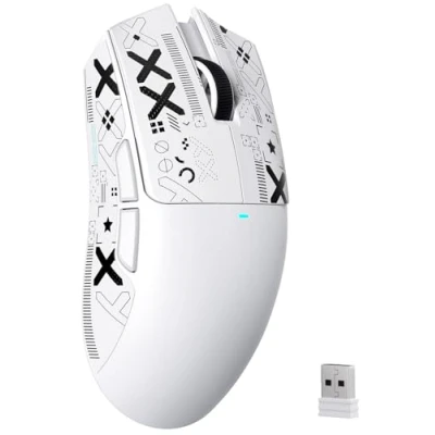 Image of ATTACK SHARK X11SE Wireless Gaming Mouse, 63g Superlight With PixArt PAW3311 Sensor, 22000 DPI, Tri Mode BT/2.4Ghz/Wired, 1000Hz Polling rate, 300mAh Battery, Dual Driver, for PC/Xbox/PS/Mac (White)