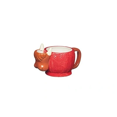 Image of KitchenCraft Painted Ceramic Novelty Highland Cow Mug with Tea Bag Holder, 500 ml (17.5 fl oz) Brown / Red