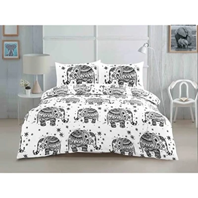 Image of New Traditional Elephant Modern Luxury Duvet Cover Sets With Pillow Easy Care Bedding Poly cotton (Single)