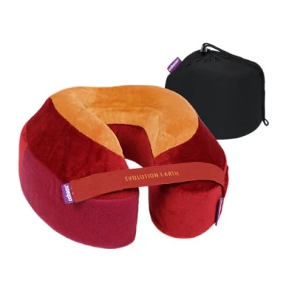 Image of Cabeau Evolution Earth Deluxe Memory Foam Travel Neck Pillow The Best with 360 Head, and Chin Support (Fire)