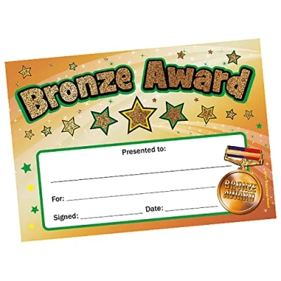 Image of 100 Holographic Sparkly Bronze Award Stars Motivational Childrens Pupils School Teachers Praise Reward Certificates Value Pack A5 Primary Teaching Services