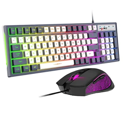 Image of Wired Gaming Keyboard and Mouse Combo, 96 Key 8 Chroma LED RGB Backlight, 26Key Anti Ghosting,Ergonomic wuth Mechanical Feel, Adjustable 3600DPI Mice Compatible With PC Laptop PS4 Xbox
